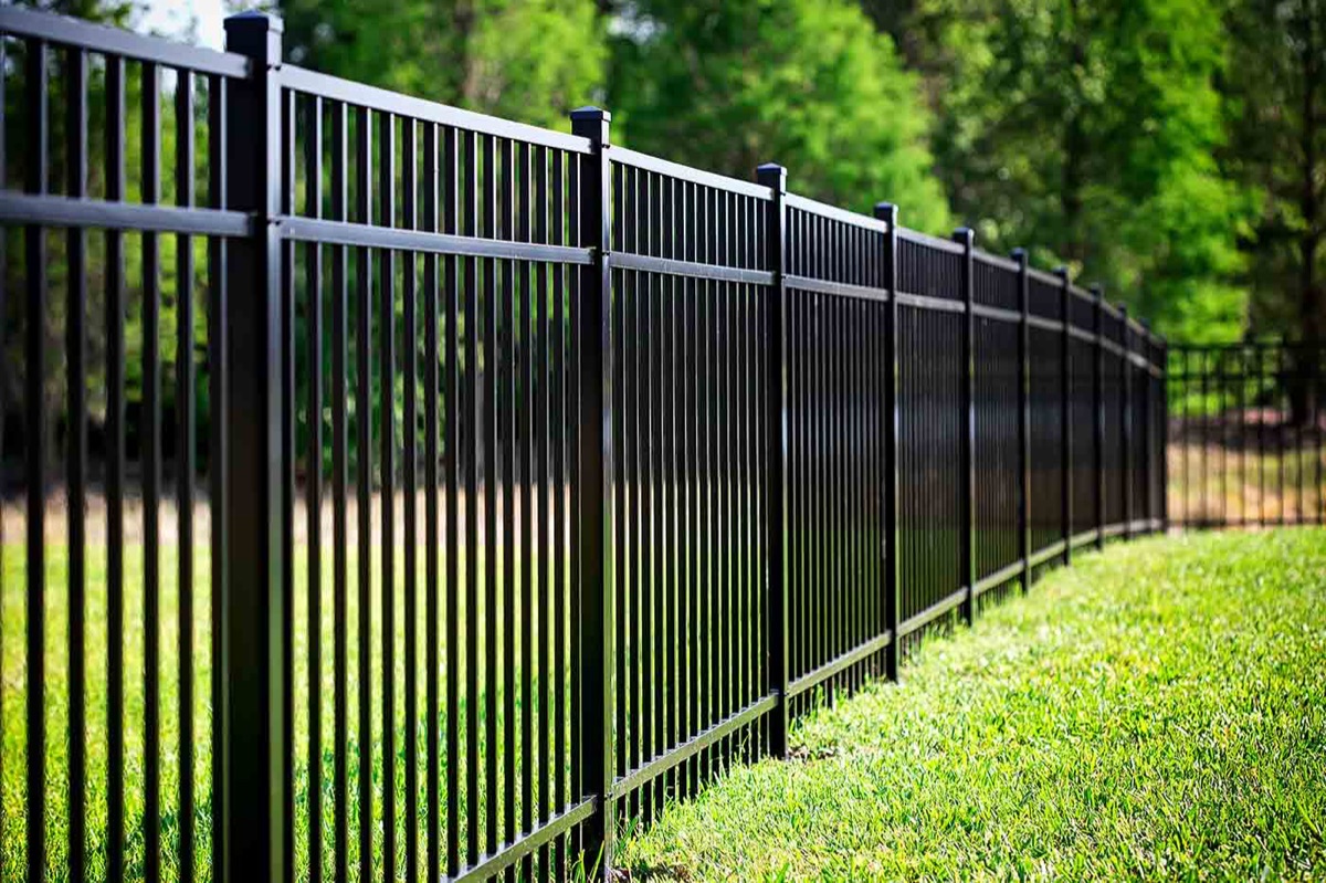 Black aluminum security fence installed by Weld4U